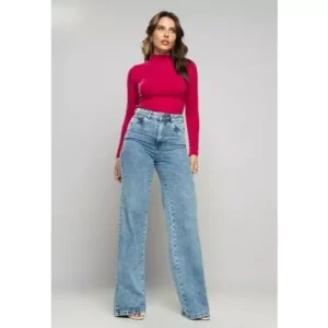 Shopee-Shop-SeOferte-Calca-Jeans-feminina-Wide-Leg-Marmorizada-Pantalona-cintura-alta-premium-mais-cinto-boca-larga